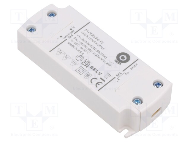 Power supply: switched-mode; LED; 8W; 24VDC; 330mA; 200÷240VAC