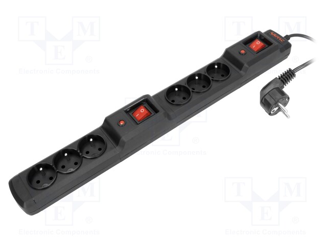 Plug socket strip: protective; Sockets: 6; 250VAC; 10A