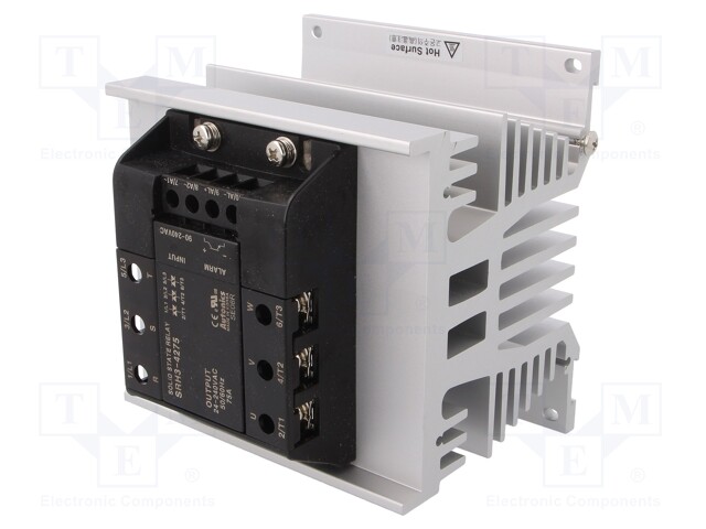 Relay: solid state; Ucntrl: 90÷240VAC; 75A; 24÷240VAC; 3-phase; DIN