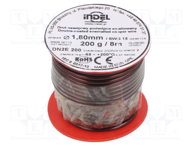 Coil wire; double coated enamelled; 1.8mm; 200g; -65÷200°C