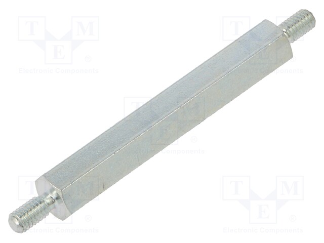 Screwed spacer sleeve; 50mm; Ext.thread: M4; hexagonal; steel