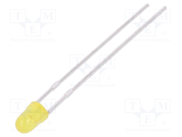 LED; 3mm; yellow; 8÷15mcd; 50°; Front: convex; No.of term: 2