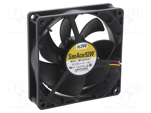 Fan: DC; axial; 24VDC; 92x92x25mm; 99.6m3/h; 39dBA; ball bearing