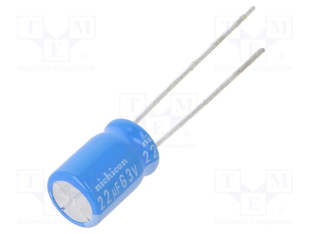 Capacitor: electrolytic; THT; 22uF; 63VDC; Ø8x11.5mm; Pitch: 3.5mm