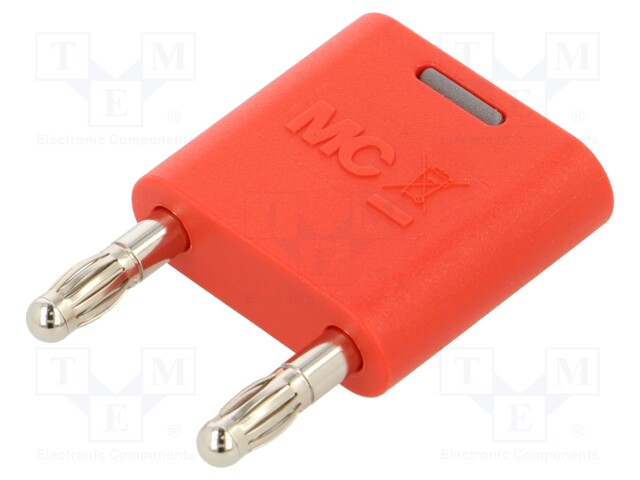 4mm banana; 32A; 30VAC; 60VDC; red; nickel plated; insulated