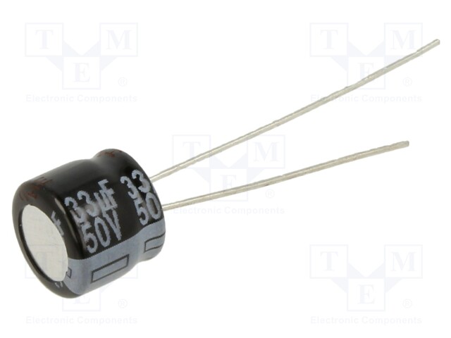 Electrolytic Capacitor, 33 µF, 50 V, KA Series, ± 20%, Radial Leaded, 1000 hours @ 85°C