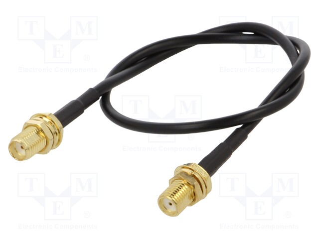 Cable; 50Ω; 0.3m; SMA socket,both sides; black; straight