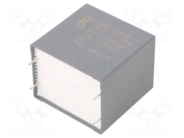 AC Film Capacitor, 20 µF, 400 VAC, Metallized PP, ± 10%, C4AF Series, Radial Box