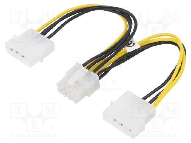 Cable: mains; Molex male x2,PCI-E 8pin female; 0.15m