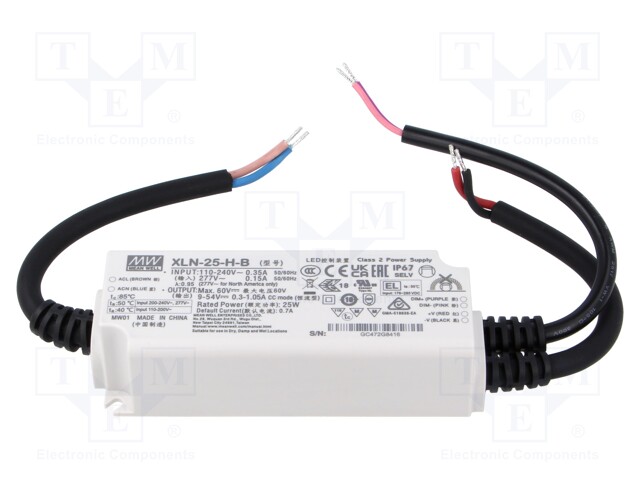 Power supply: switching; LED; 25W; IP67; XLN-25; -25÷85°C; OUT: 1