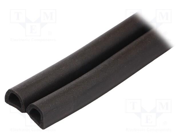 Gasket; EPDM; D: 12mm; black; L: 40m; W: 14mm; Mounting: self-adhesive