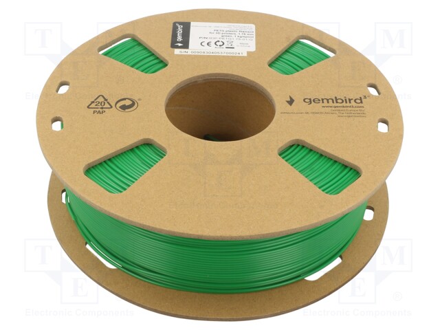 Filament: PET-G; 1.75mm; green; 220÷260°C; 1kg