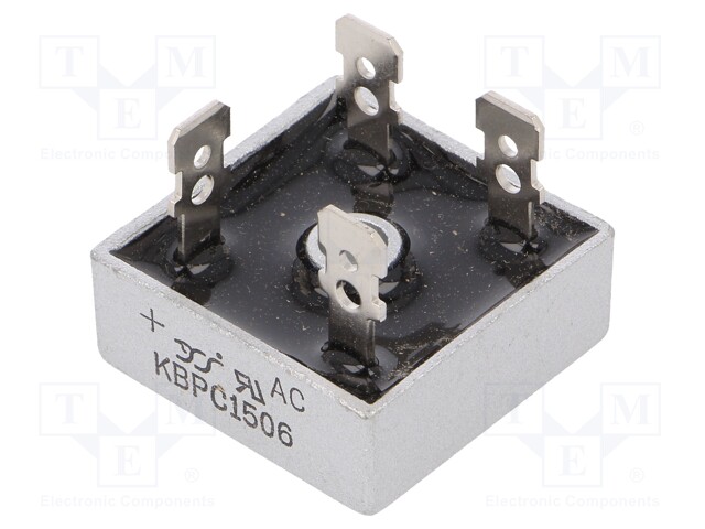 Single-phase bridge rectifier; Urmax: 600V; If: 15A; Ifsm: 300A