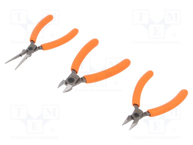 Pliers; Pcs: 3; cutting,precision,half-rounded nose,flat