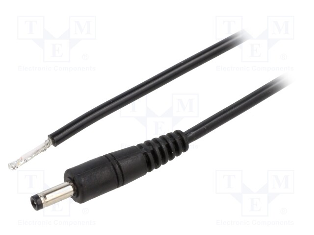 Cable; wires,DC 4,0/1,7 plug; straight; 0.5mm2; black; 0.5m