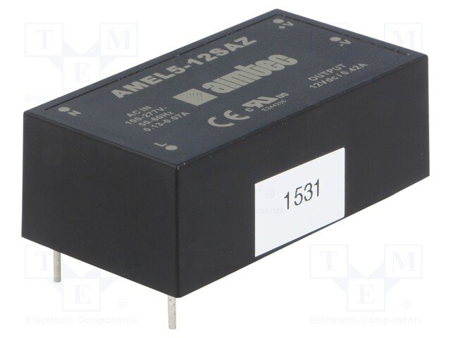 Converter: AC/DC; 5W; Uout: 24VDC; Iout: 0.21A; 76%; Mounting: PCB