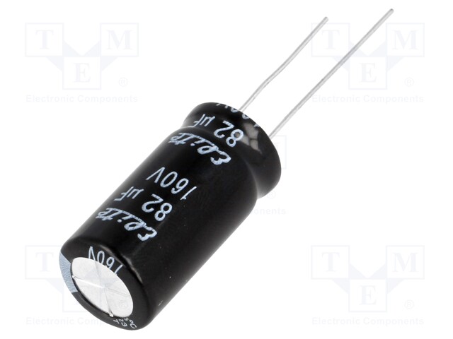 Capacitor: electrolytic; THT; 82uF; 160VDC; Ø12.5x25mm; Pitch: 5mm