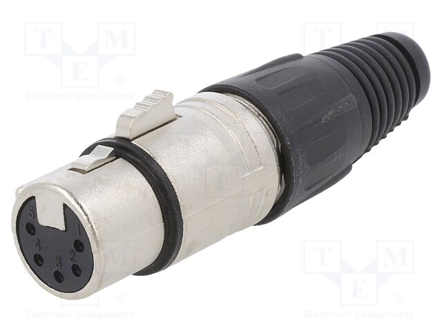 Plug; XLR; female; PIN: 5; straight; for cable; soldering; silver