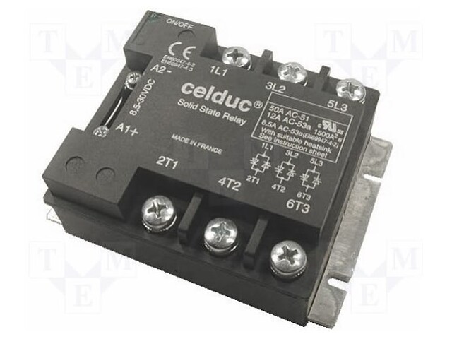 Relay: solid state; Variant: 3-phase; 50A; Cntrl volt: 10÷30VDC