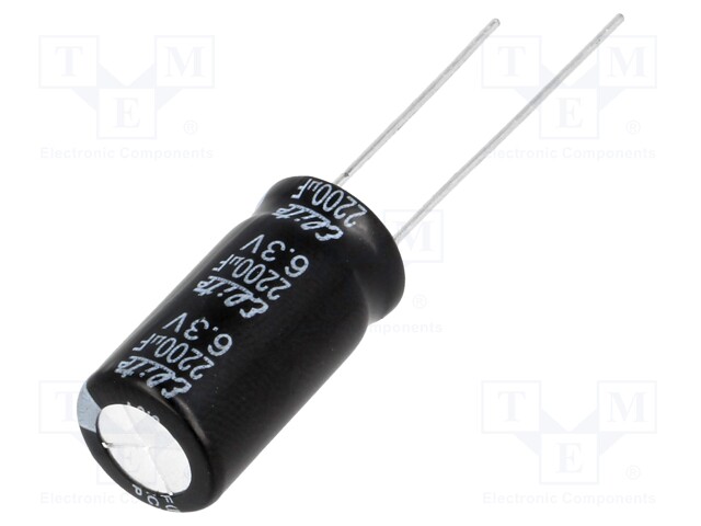 Capacitor: electrolytic; THT; 2200uF; 6.3VDC; Ø10x20mm; Pitch: 5mm