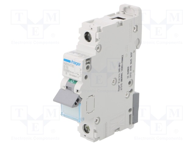 Circuit breaker; 230/400VAC; Inom: 16A; Poles: 1; DIN; Charact: B