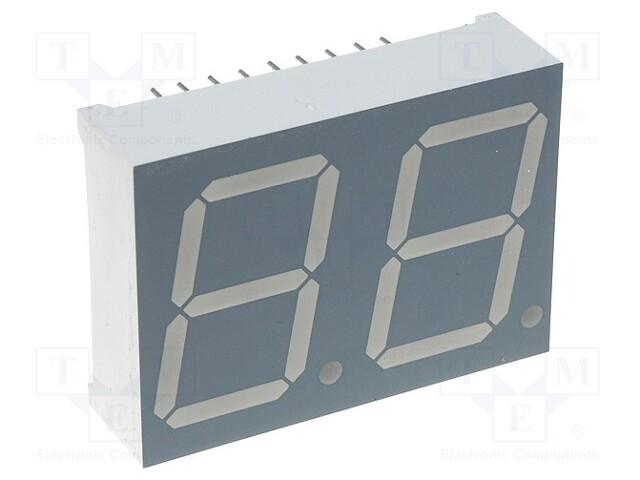 Display: LED; 7-segment; 20mm; 0.8"; No.char: 2; red; 3÷8mcd; anode