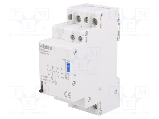 Relay: installation; bistable; NO x4; Ucoil: 230VAC; 35.2x90x65mm