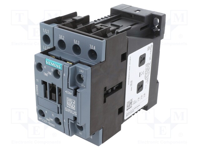 Contactor: 4-pole; NO x4; Auxiliary contacts: NO + NC; 24VDC; 690V