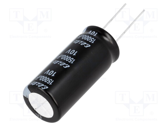 Capacitor: electrolytic; THT; 15000uF; 10VDC; Ø18x40mm; ±20%; 2000h