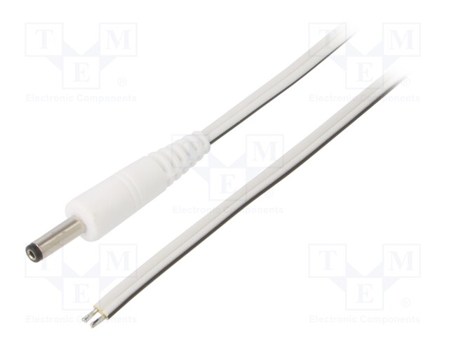Cable; wires,DC 4,0/1,7 plug; straight; 0.5mm2; white; 1.5m