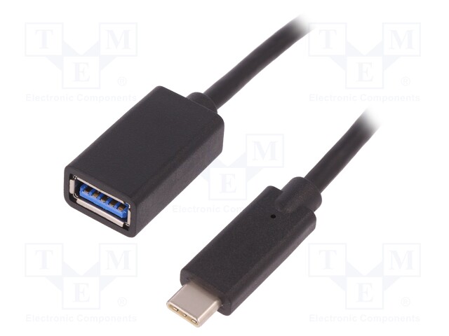 Cable; USB 3.0,USB 3.1; USB A socket,USB C plug; 250mm