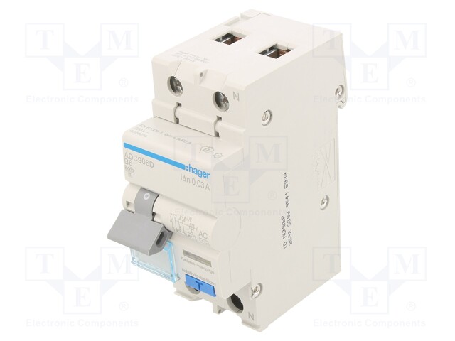 RCBO breaker; Poles: 1+N; DIN