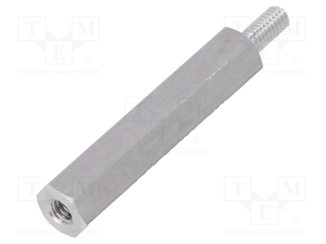 Screwed spacer sleeve; Int.thread: M2,5; 25mm; Ext.thread: M2,5