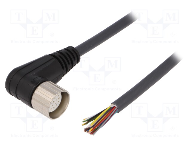 Connection lead; M23; PIN: 19; angled; 10m; plug; 150VAC; 8A; IP67