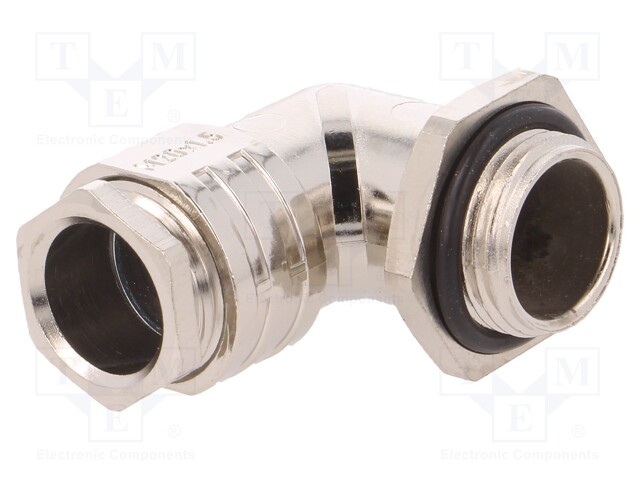 Cable gland; angular; M20; IP55; Mat: brass; Body plating: nickel