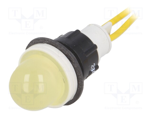 Indicator: LED; prominent; 230VAC; Cutout: Ø13mm; 300mm leads