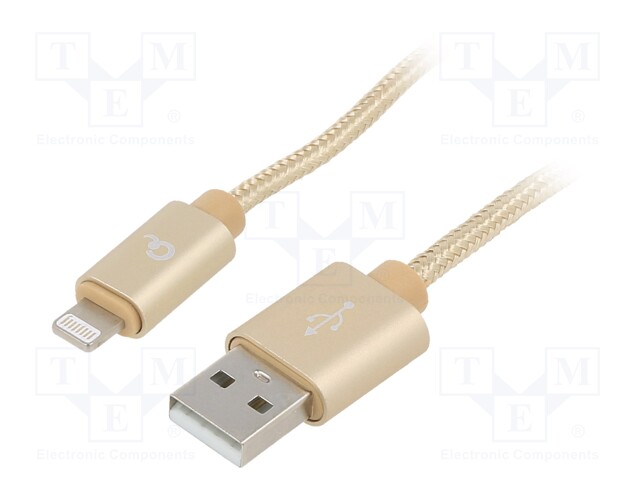 Cable; USB 2.0; Apple Lightning plug,USB A plug; gold-plated