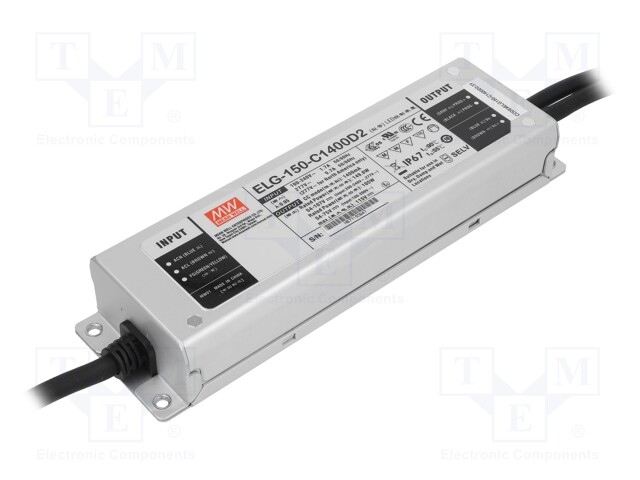 Power supply: switched-mode; LED; 149.8W; 54÷107VDC; 1.4A; IP67