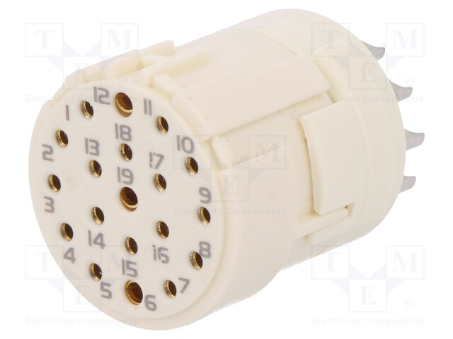 Connector: M23; PIN: 19(3+16); female; soldering; 100V; Inom 1: 10A