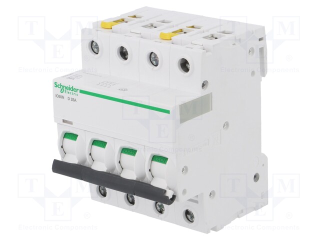 Circuit breaker; 400VAC; Inom: 25A; Poles: 4; DIN; Charact: D; 6kA