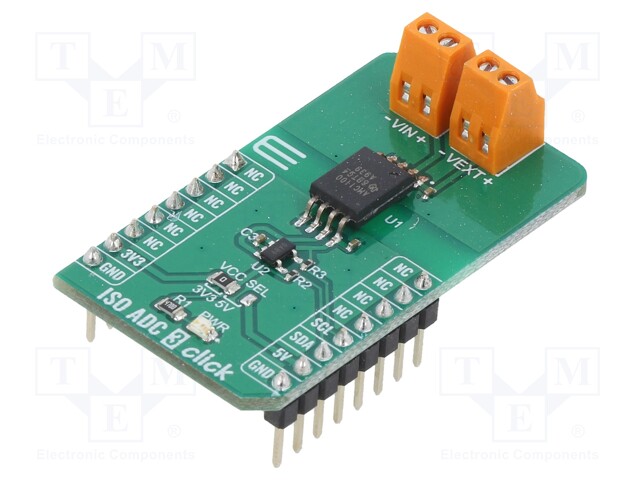 Click board; A/D converter; I2C; AMC1100,MCP3221; 3.3/5VDC