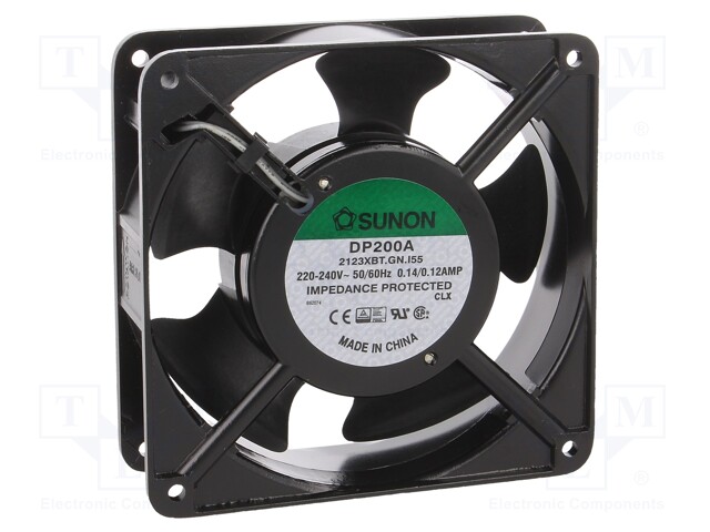 Fan: AC; axial; 230VAC; 120x120x38mm; 165(±10%)m3/h; 45dBA; 2850rpm