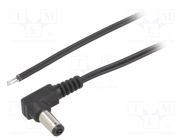 Cable; wires,DC 5,5/2,5 plug; angled; 0.35mm2; black; 2m; -25÷70°C