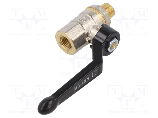 Ball valve; max.25bar; nickel plated brass; 8mm; -15÷90°C