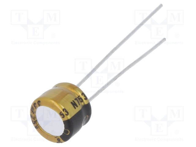 Capacitor: electrolytic; THT; 33uF; 10VDC; Ø5x5mm; Pitch: 2mm; ±20%