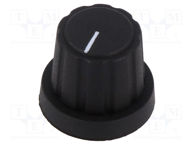 Knob; with pointer; nylon 6; Øshaft: 6mm; Ø19.3x16.3mm; black