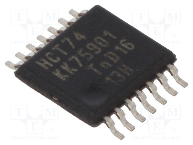 IC: digital; D flip-flop; Channels: 2; IN: 4; HCT; SMD; TSSOP14