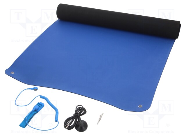 Bench mat; ESD; Dim: 600x1200mm; D: 2mm; blue (dark)