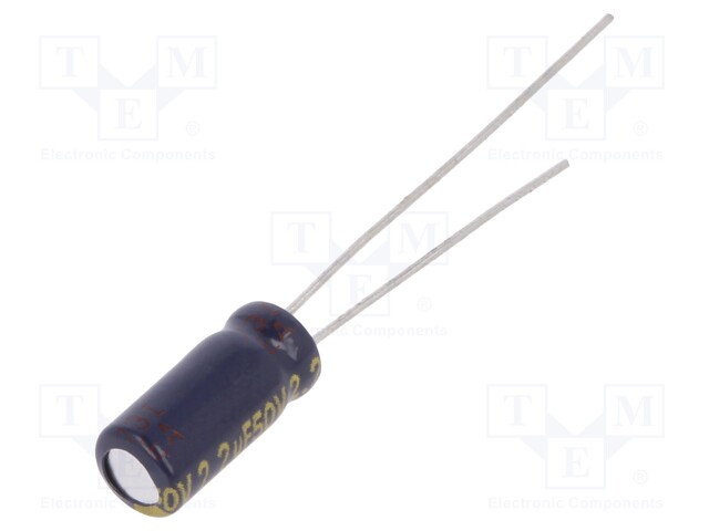 Capacitor: electrolytic; low impedance; THT; 2.2uF; 50VDC; Ø5x11mm