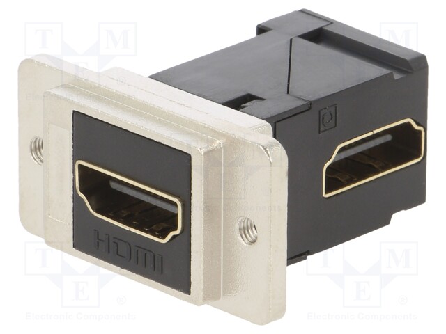 Coupler; HDMI socket,both sides; DUALSLIM; gold-plated; 29mm